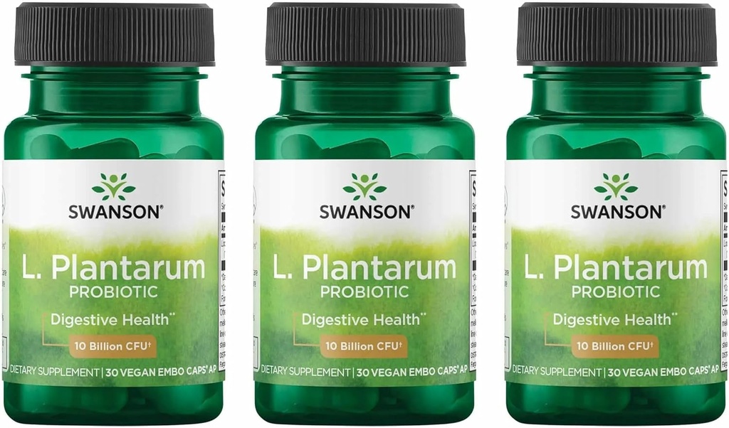 Swanson L. Plantarum - Supliment digestiv Promovarea echilibrului gastro-intestinal & Regularitatea intestinului - Formula naturală pentru a ajuta la reducerea balonare - (30 Capsule vegetale) 3 ambalaj