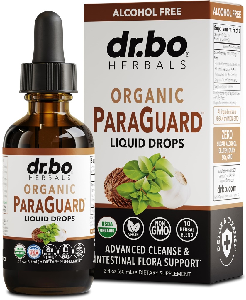 ParaGuard Cleanse lichid dezintoxicare organică - Organic Garda intestinală Formula Supliment pentru oameni cu negru Walnut Wormwood Cuib & Oregano Tinctură - Natural Herbal Intestine Body Gut Cleanser 2 oz