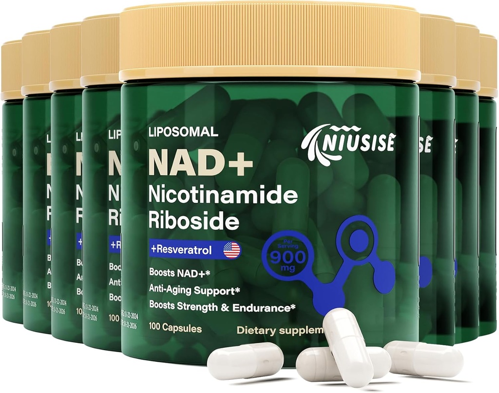 Suplimentul NAD, NAD Nicotinamidă Ribozidă 900 Mg pentru bărbaţi şi femei, NAD lipozomal. Supliment cu Nicotinamidă Ribozidă, Resveratrol şi Querbetin, Energie, Boost NAD+, 800 capsule