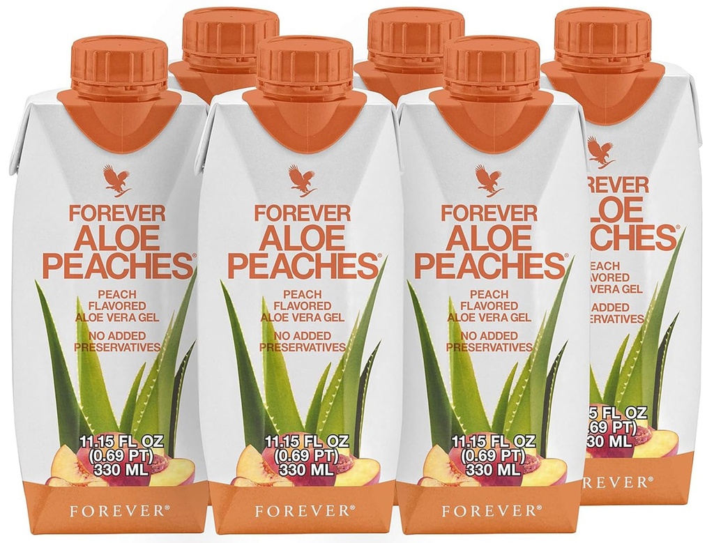 Viata pentru totdeauna - Aloe Peaches - Sustine digestia, sistemul imunitar, nivelele energetice fara conservanti, Vegan, gluten-free - 6 pachete