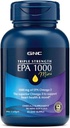 GNC Triple Putere de pește Ulei de pește EPA 1000 Mini, 1000 mg Omega 3, Mini Softgels, Suporturi Ochi, Creier, Piele, Trigliceride sanatoase, Inima, comun, acoperite pentru a controla Burp-uri de pește, 45 Serviri