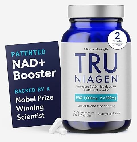 TRU NIAGEN PRO NAD+ Supliment pentru anti imbatranire si regenerarea celulelor, 2 x 500 mg Niagen patentat, 30 Serviri 