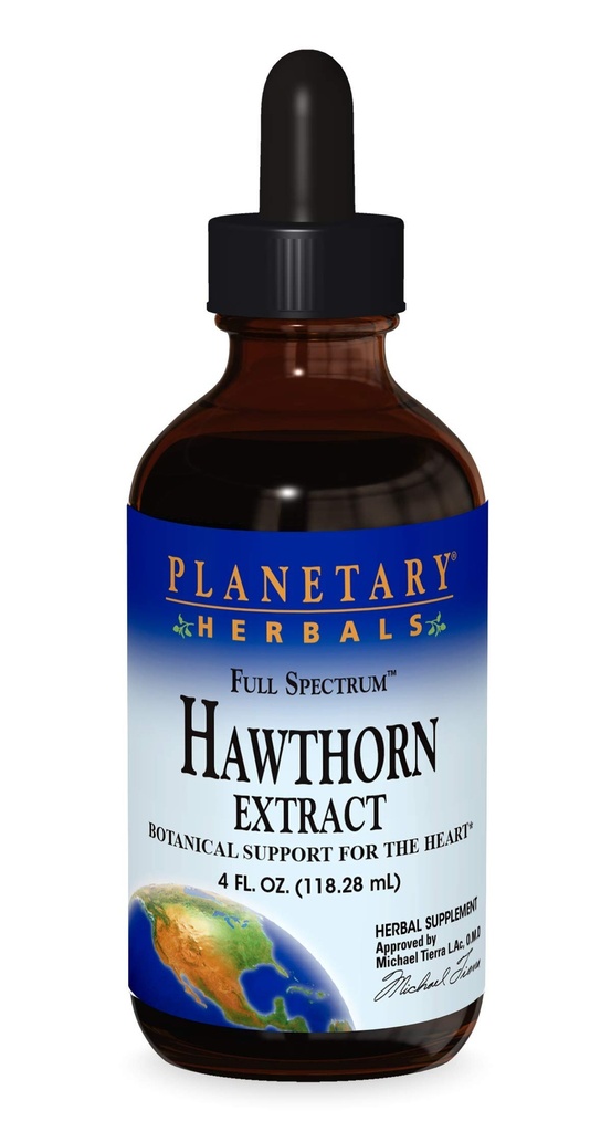Herburi planetare Spectrul complet Suplimentul de extract lichid Hawthorn, 4 Ounce lichid