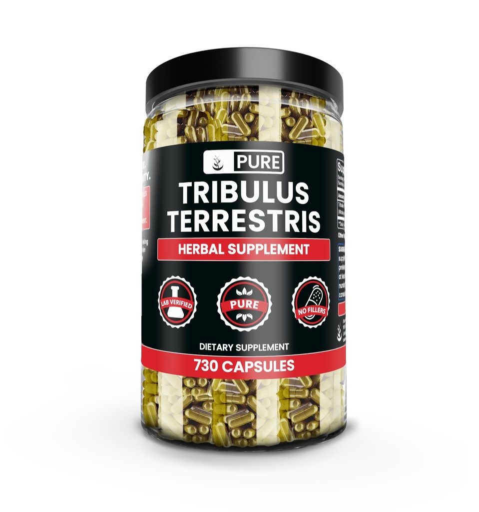 Ingrediente originale pure Tribulus Terrestris, nu Magneziu sau Rice Fillers, întotdeauna pură, Lab verificat (730 capsule)