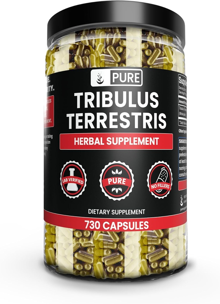Ingrediente originale pure Tribulus Terrestris, nu Magneziu sau Rice Fillers, întotdeauna pură, Lab verificat (730 capsule)