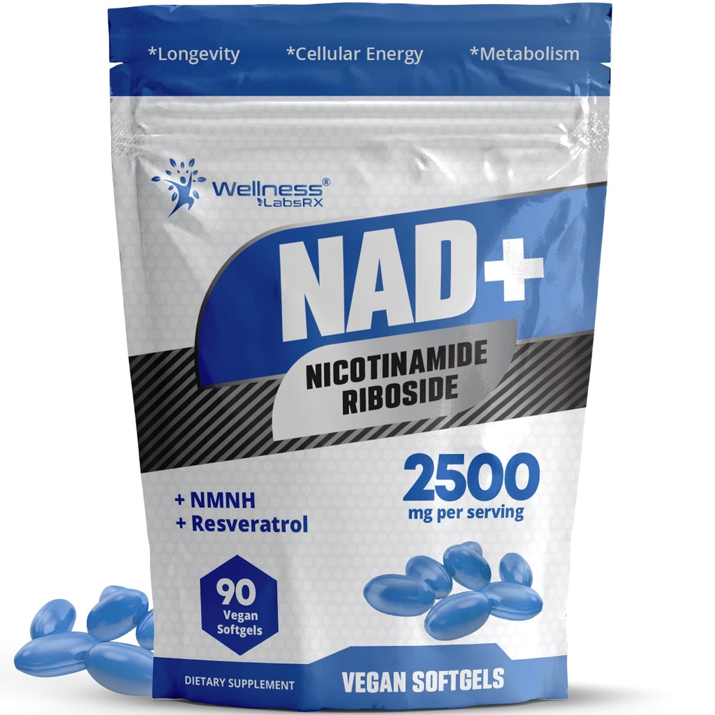 wellness LABSRX Liposomal NAD. Supliment - Third-Party Tested NAD Softgels Nicotinamidă Ribozide Resveratrol - 2500 mg Liposomal NAD Suplimente pentru femei - Longevity Support - Made in USA