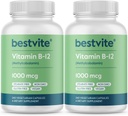 BESTVITE Vitamina B12 (Metilcobalamină) 1000mcg (480 capsule vegetariene)(2 x 240) (metil B12) - No Stearates - Vegan - Non OMG - Gluten Free