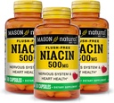 MASON NATURAL Niacin 500 mg fără culoare, susţine sănătatea inimii, sistemul nervos şi producerea energiei, 60 capsule, ambalaj de 3 capsule