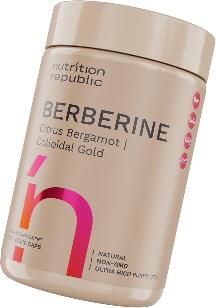 Berberine Supliment 1500mg, Ultra High Potence Berberine Complex cu Citrus Bergamot, Calibri Gold & Berberine Hcl, Dihidroberberine Supliment