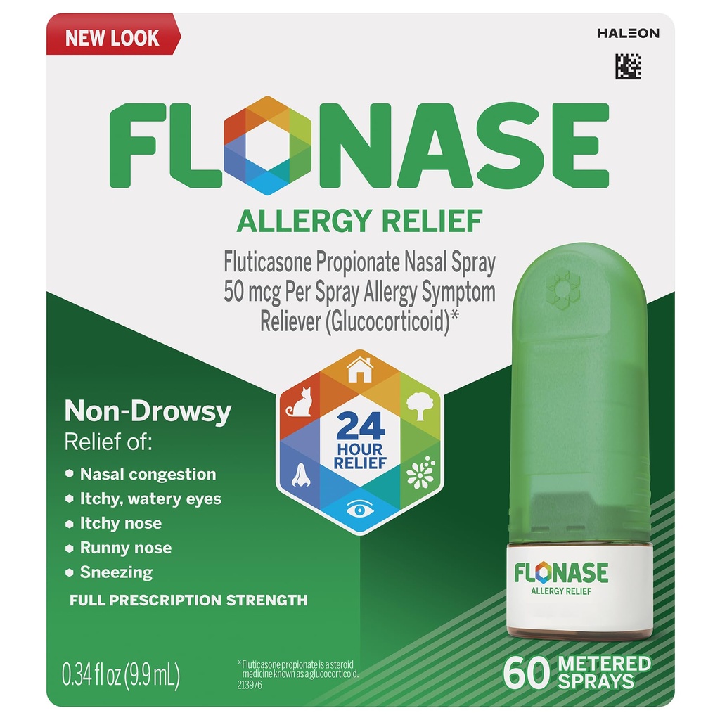 Alergie Flonase Relief Spray Nasal, 24 de ore de medicina non-adrowsy alergie, Metered Nasal Spray - 60 Spray