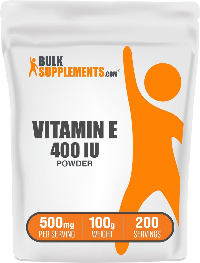 BulkSupplements.com Vitamina E 400 UI pulbere - sub formă de D-Alpha tocoferol, Suplimente nutritive - Gluten gratuit, 500 mg per Serving, 100g (3.5 oz) (Pachet de 1)