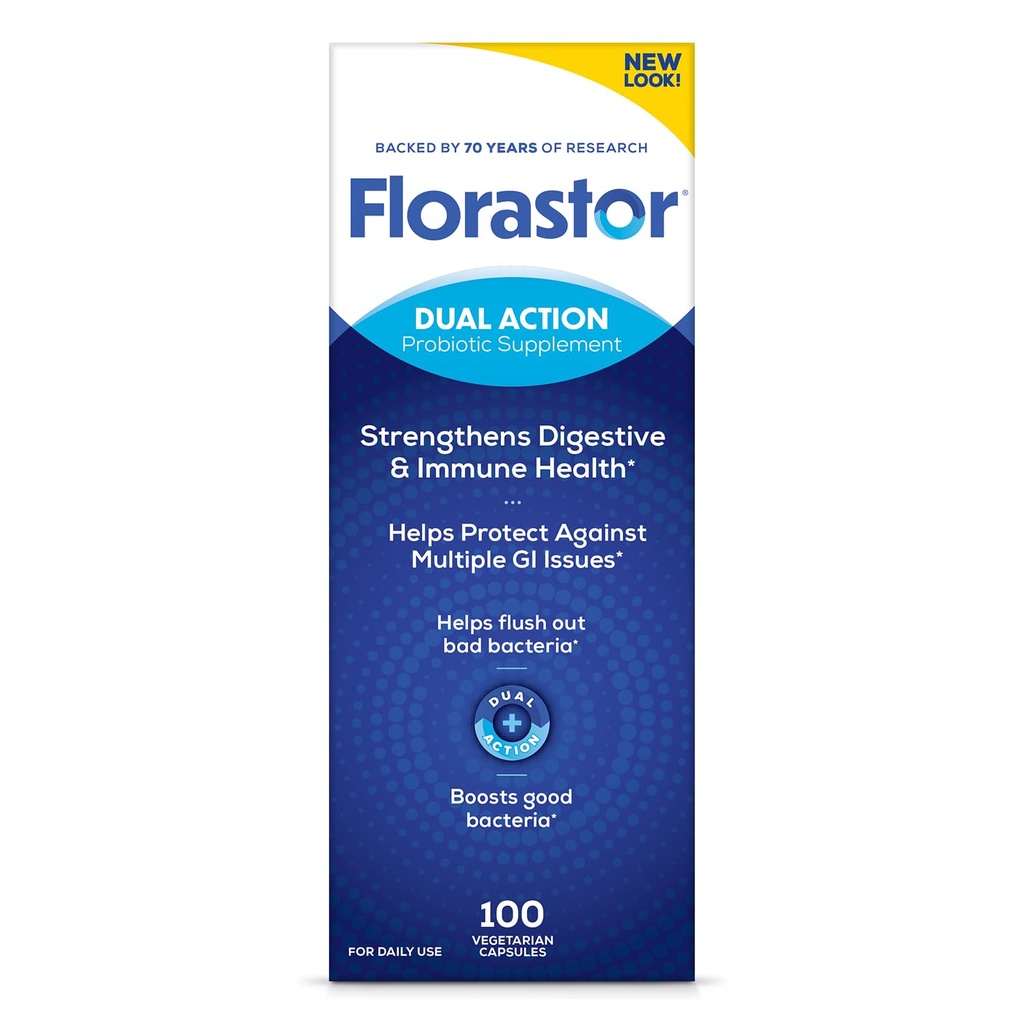 Florastor Probiotice pentru sanatate digestiva si imuna, 100 capsule, Probiotice pentru femei si barbati, ajuta la inflorirea Bacteria Bad, Boosts The Good with Our Unique Strain Saccharomyces Boulardii