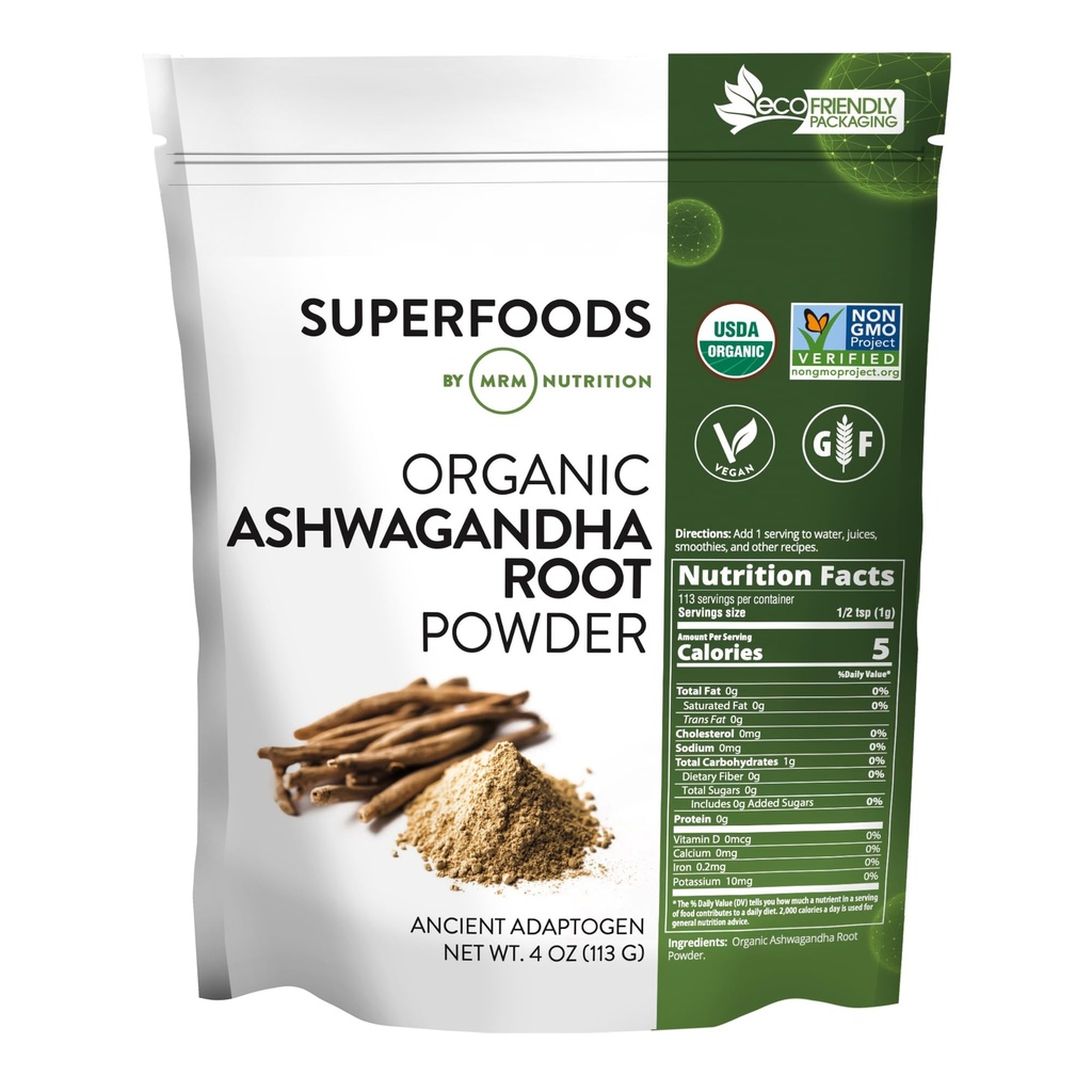 MRM Nutriție organic Ashwagandha Root Powder 