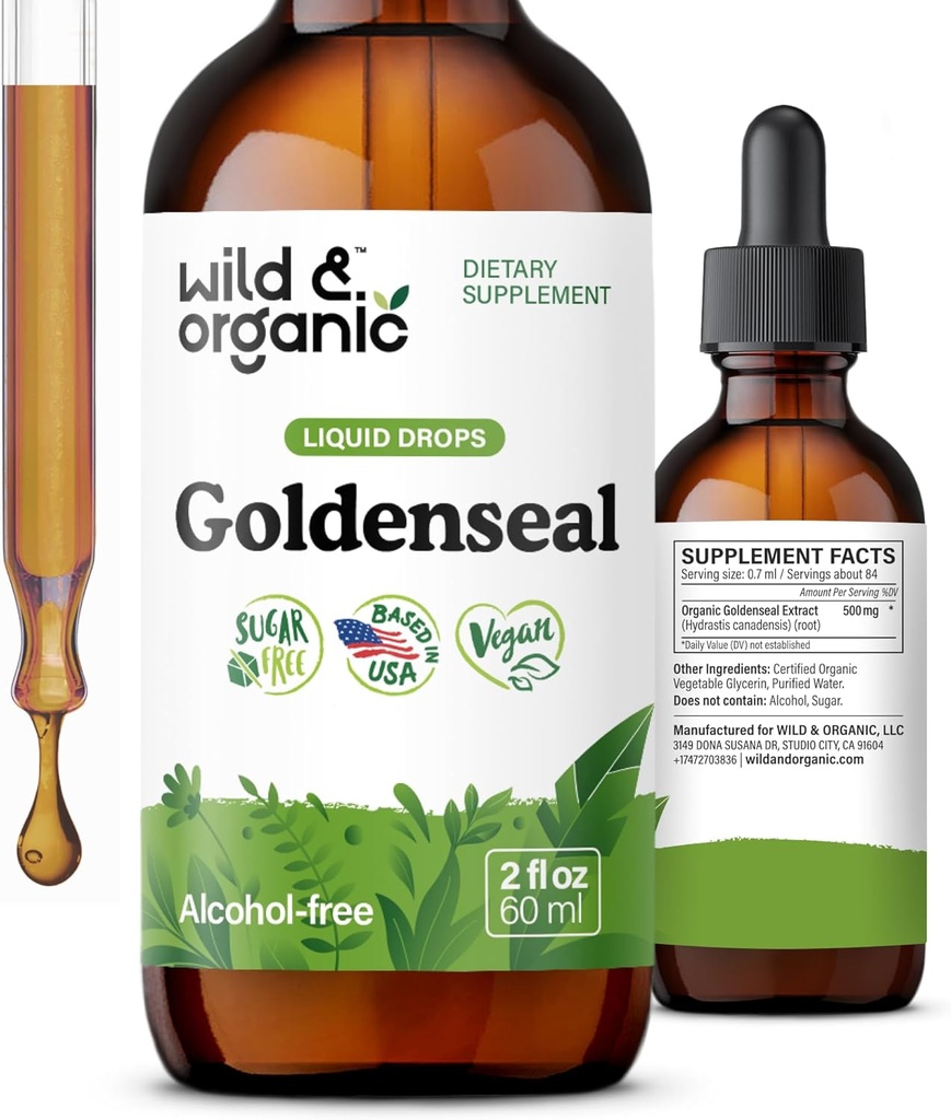 Wincture rădăcină de aur sălbatic și organic - Lung Curățenie, suport imun și digestiv - Liquid Goldenseal Supplement - Vegan, Sugar & Alcohol-Free Herb drops - 2 fl oz