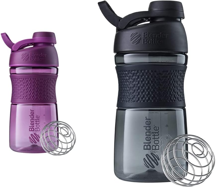BlenderBottle 20-Ounce negru și Plum proteine Shaker sticle cu BlenderBall sârmă Whisk
