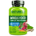 NATURLO Întreaga alimente Multivitamine pentru bărbați 50+ - cu vitamine, minerale, extracte vegetale organice - Vegan Vegetarian - pentru energie, creier, inima si sanatatea ochilor - 120 capsule