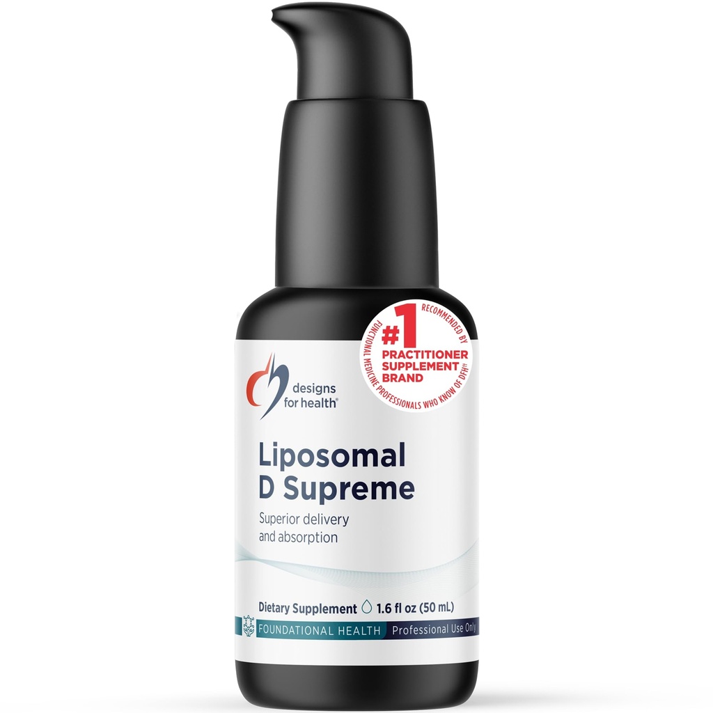 Design-uri pentru sănătate Liposomal D Supreme Vitamina D lichid - 2500 UI vitamina D3 + vitamina K (K1 + K2) - lipozomi pentru absorbţie superioară - Supliment non-GMO (100 serviri / 1.7oz)