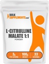 BulkSupplements.com L-Citruline Malate 1:1 Pulbere - Citrulină Pulbere, Aminoacid Supliment - Fără aromă și Gluten - 3g per Serving, 100g (3.5 oz) (Pachet de 1)