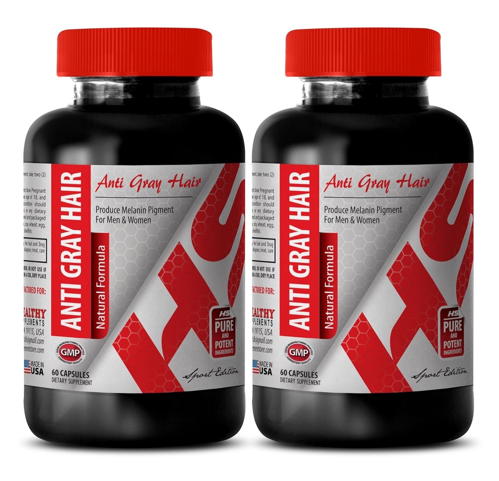 Saw Palmetto cu rădăcină de urzica - ANTI GRAY HAIR NATURAL FORMULA - supliment pentru căderea părului, anti-gri supliment de păr pentru bărbați și femei, supliment de păr gri pentru a inversa, suplimente de păr, 2 Bot 120 Caps