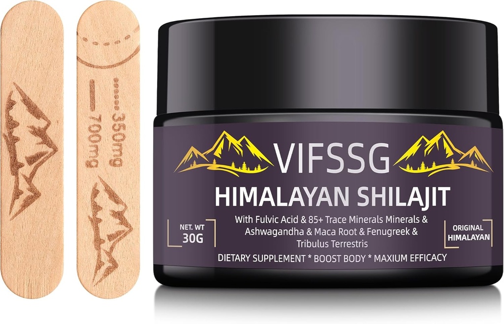 Shilajit Pure Himalayan Organic, 700 Mg Shilajit Supliment, Shilajit Resin Organic, Gold Grade Nature Shilajit cu 4 in-1 Complex pentru suport energetic, 30 Grams, 1 pachet