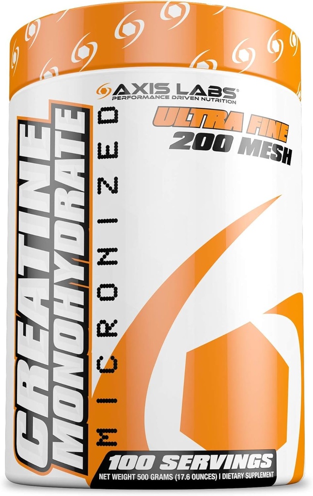 Axis Labs Micronited Creatin Monohidrat - Supliment mineral - 100 Serviri - Îmbunătățește puterea - stimulează creșterea musculară - crește dimensiunea totală