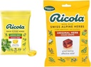 Ricola Sugar Free Lemon Mint Herbal Tuse Stropi de gât, 105ct Bag & Original Natural Herb Tuse Stropi de gât, 45 picături, lupte tuse natural