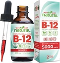 De ce nu naturale organice vitamina B12 lichid - sublingual extra puterea 60 x 5000 mcg picături de metilcobalamină, Vegan, Maximiza absorbţie şi energie