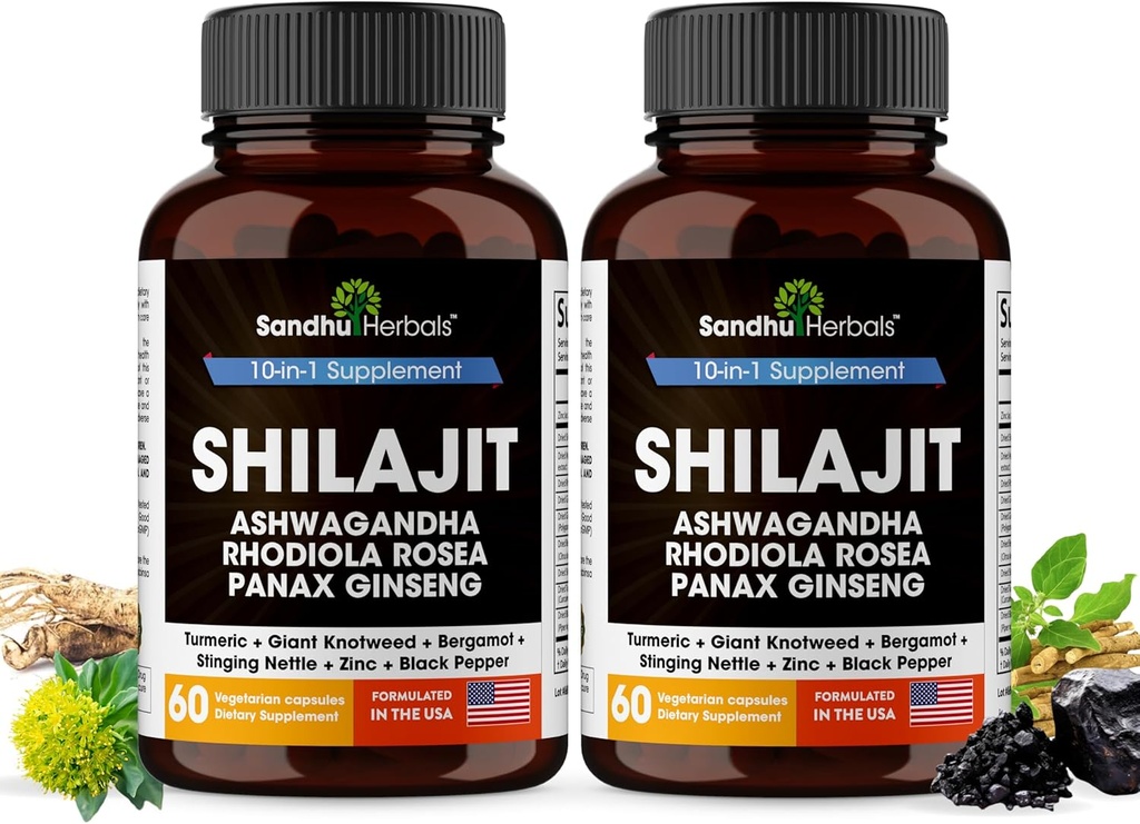 Shilajit Pure Himalayan pentru bărbaţi şi femei 120 Capsule cu Ashwagandha 
