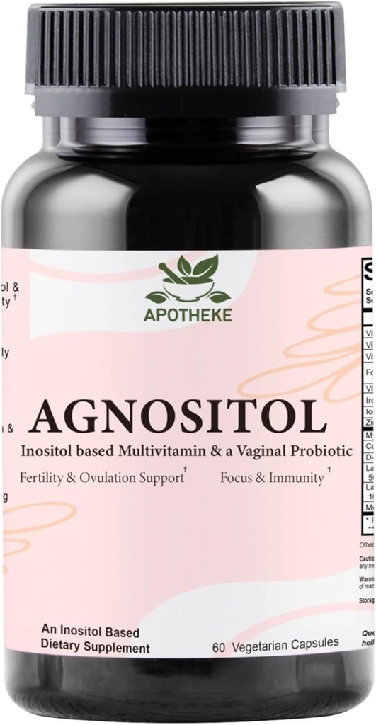 Vitamina prenatală AGNOSITOL, Probiotic vaginal cu Bacteria SMART, Fertilitate, Suport Ovulație și POSS, Echilibrul hormonal și Suplimentul Vaginal de Sănătate. Inozitol 40:1, Acid folic, vitamine D3 B6/1