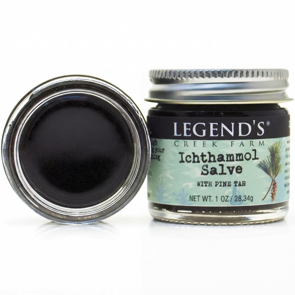 Legend's Creek Farm Herbal Salve - Vindecare Ointment cu 20% Ichthammol de desen Salve - Balsam natural pentru Stigs, & Splinters - 1 oz - Handmade in USA (Ichthammol Pine Tar)