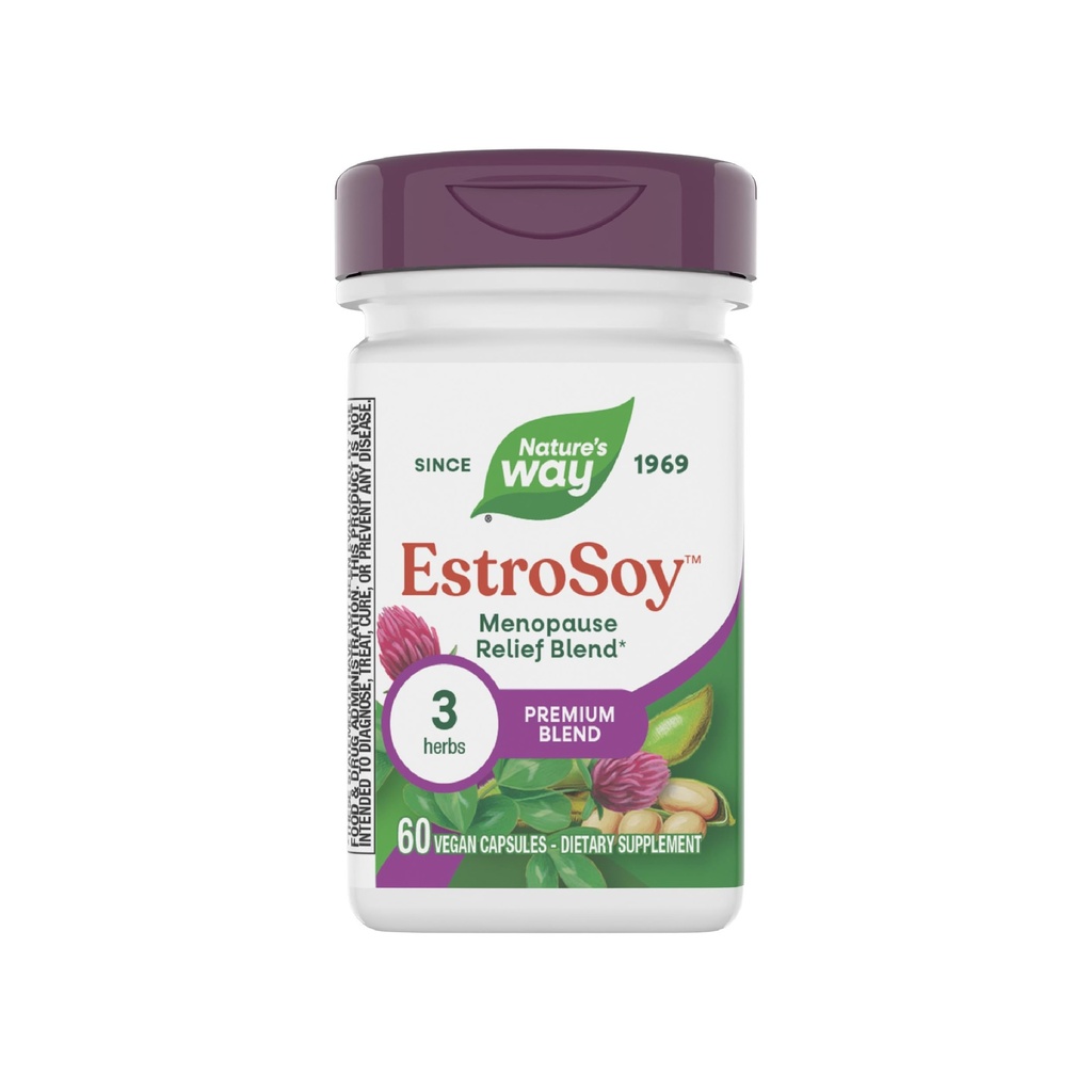 Natura's Way EstroSoy, Menopause Relief Blend*, Helps Relieve Menopause Simptome*, Black Cohosh, Red Clover, and Fermented Soy, 60 Vegan Capsule