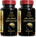 Suplimente de memorie cerebrală - Suport Focus Capsule cu Ginkgo Biloba, St. John's Wont, Memory Recall, Cognitive Enhancement, Brain Supplement Concentrat - 2 Flacoane 120 capsule