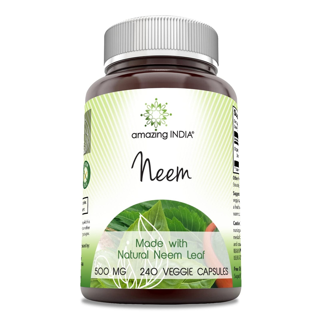 Uimitoare India Neem (Made with Natural Neem Leaf) 500 mg Capsule Veggie Supliment 