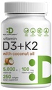 DEAL Suplement Vitamina D3 5000 UI + K2 MK7 100mcg Softgels 
