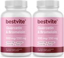 BESTVITE Querbetin cu Bromelain 500mg/250mg (240 Capsule vegetariene) (120 x 2) - Fără Stearet - Nu Silicon Dioxid - Vegan - Non OMG - Gluten Free