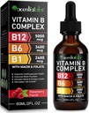 Vitamina B12 Picături lichide - Vitamina organică B12 picături sublinguale - Vitamina organică B-complex B5 Acid pantotenic - Vegan B12 Sublingual 5000 mcg cu vitamina B6, lichid B12 Suporturi metilcobalamină