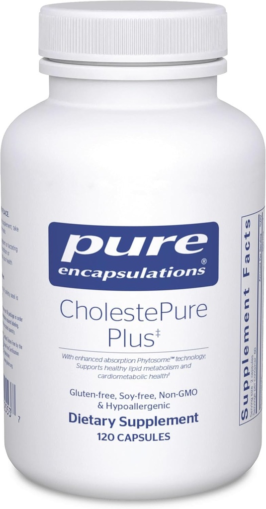 Pure Encapsulations ColesterolPure Plus 120's - Suportă lipide metabolice și de sănătate cardiacă* - Berberine Supliment - cu Citrus Bergamot - Gluten gratuit & non-GMO - 120 capsule