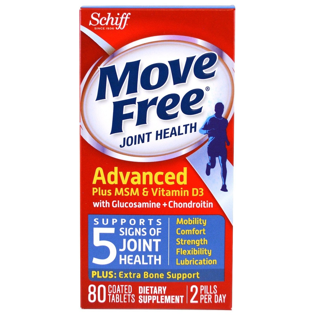 Mutați Glucosamină liberă și Chondroitin Plus MSM & D3 Advanced Joint Health Supplement Tablets, (80 Count in A Box), susține mobilitatea, confort, putere, flexibilitate și lubrifiere* (Pachet de 3)