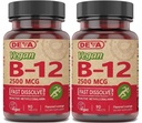 DEVA Vegan Vitamine B-12, Potenţă mare 2500 mcg B12, Dizolvare rapidă, Sublingual, 90 comprimate (Pachet de 2)