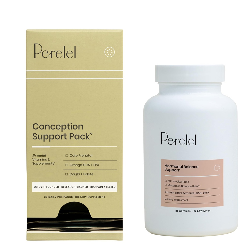 Perelel Conception Support Pack & Hormone Balance Support, Multivitamine prenatale pentru Fertilitate Wellness & Femei Supliment pentru sprijinirea Femeii Sănătate, 150 pastile