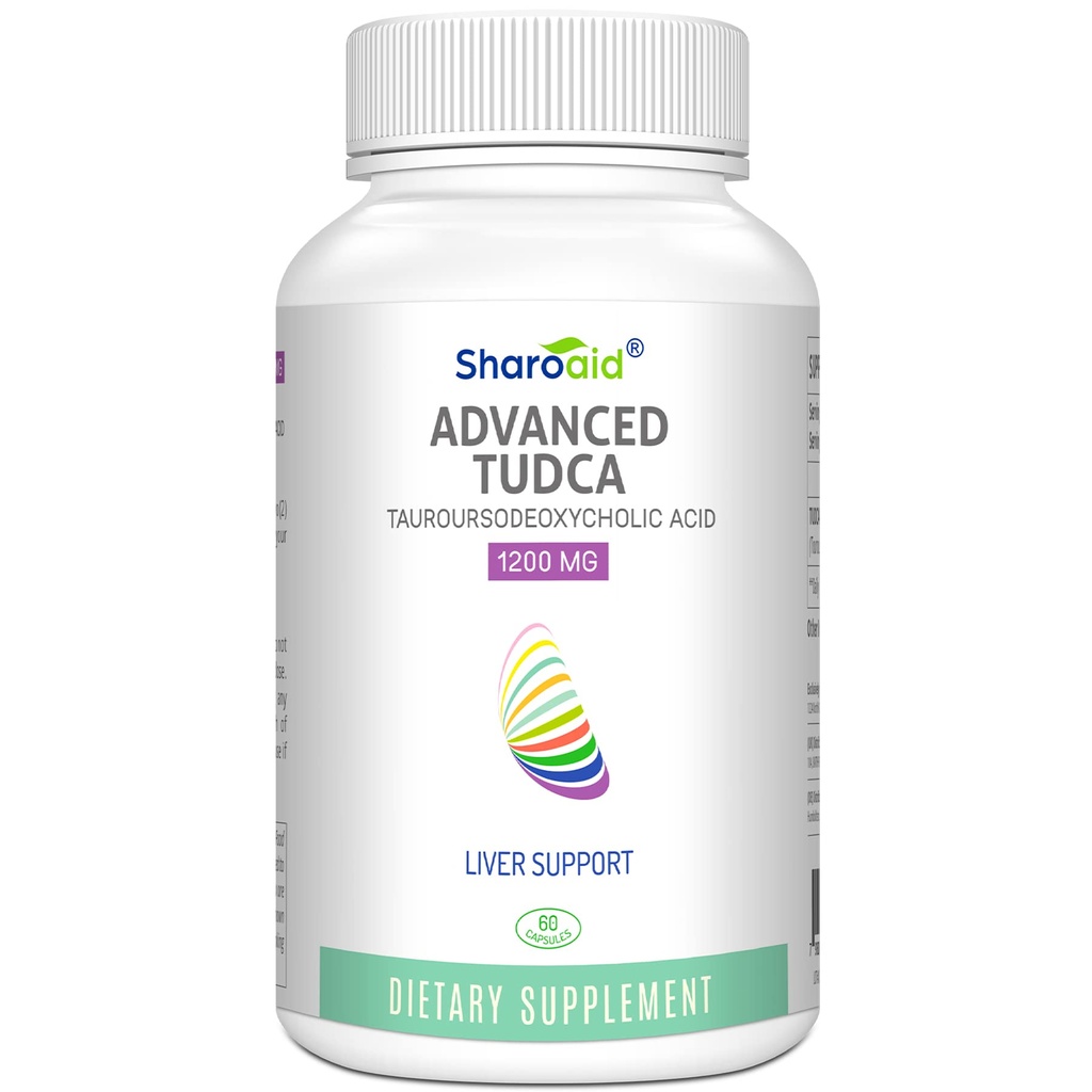 TUDCA de suport hepatic Suplimente 1200 mg-a treia parte Sari de Formula-Bile pentru Detoxifiere Ficat capsule pentru ficat,Kidney,Gallbladder Health,1 Capsule de sticlă-60