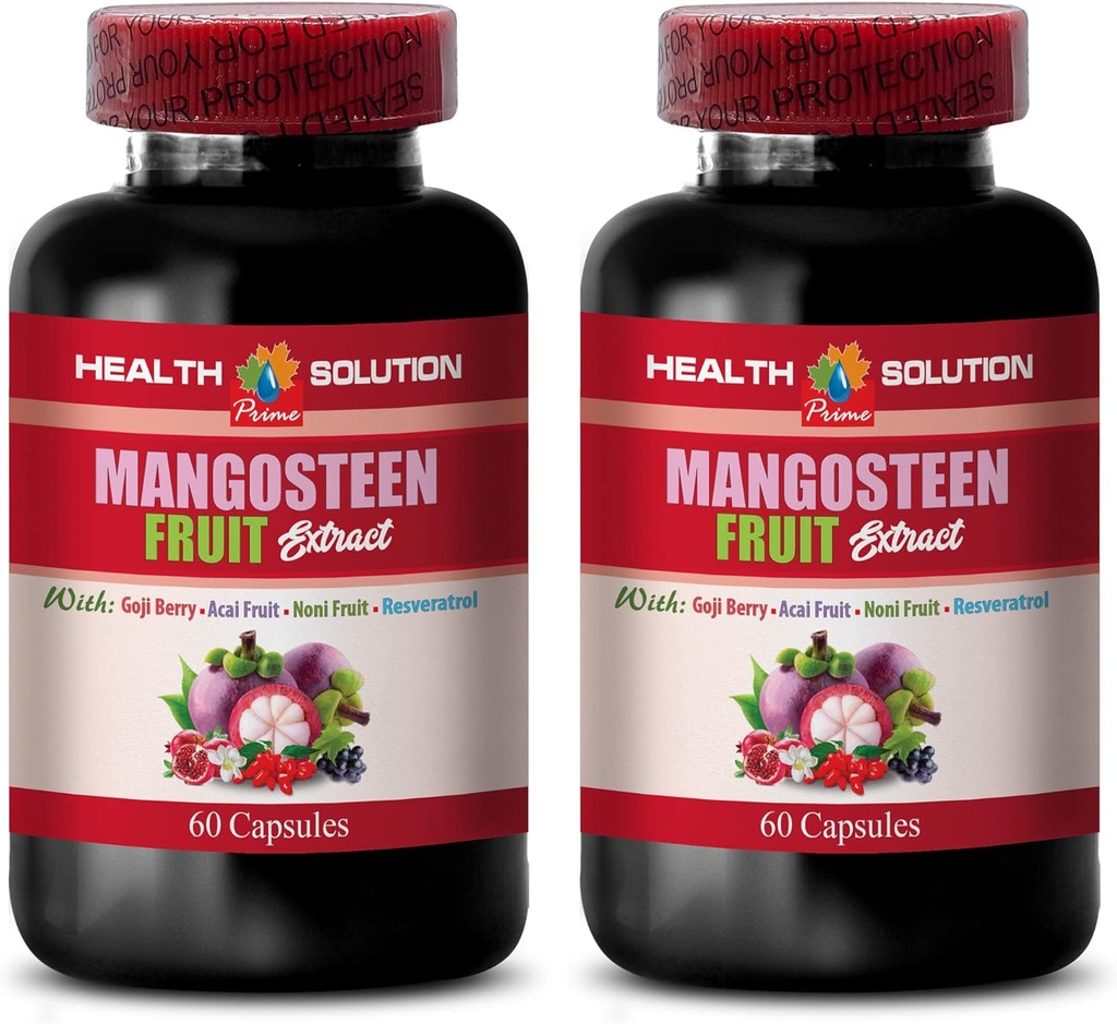 Capsule de mangostean - Mangosteen brasicacee EXTRACT COMPLEX CU REVERATROL, CAI, POMEGRANATE, NONIFE, GOJI BERRY - Vitamine de rodie pentru memorie - supliment de resveratrol - 2 flacoane 120 capac