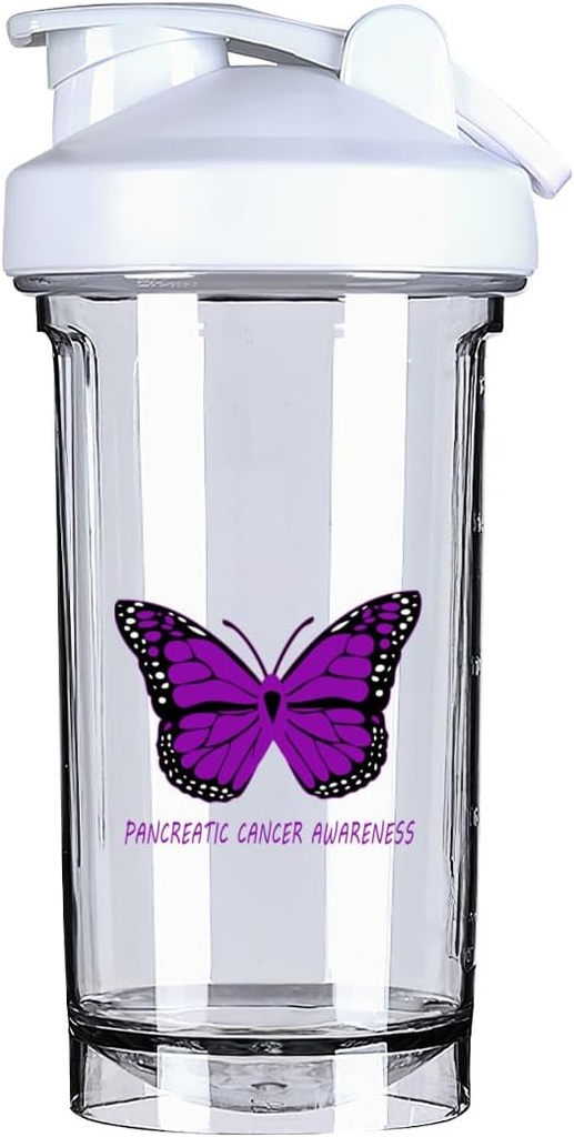 Cancer pancreatic Conștiință 18 Once Shaker Sticluță Drink Mixer Leak-proof Proteine Shakes Masa Shakes sticle 500ML/18 Oz alb &-1&-1