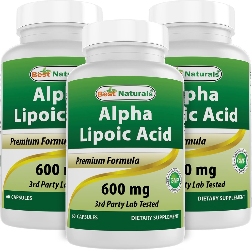 Cel mai bun natural alpha acid lipoic 600 mg 60 capsule - ALA puternic antioxidant (60 număr de 3)