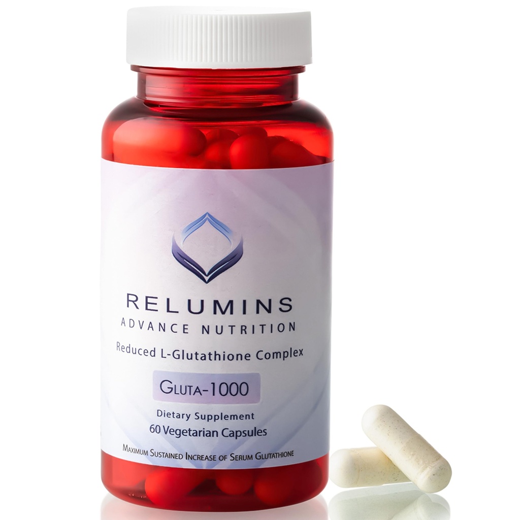 Relumins L Glutatione Supliment Complex - Reducere Glutatione 1000mg cu Alpha Lipoic Acid & Rose Hips Capsule pentru Skin Nourished & Smoother, Made in USA - 60 Caps