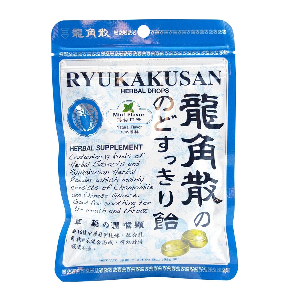 Ryukakusan Ment Flavor Picături din plante (Suports Throat, Mouth, Upper Respiratory) (32 picături) (1 Bag) (Solstice)