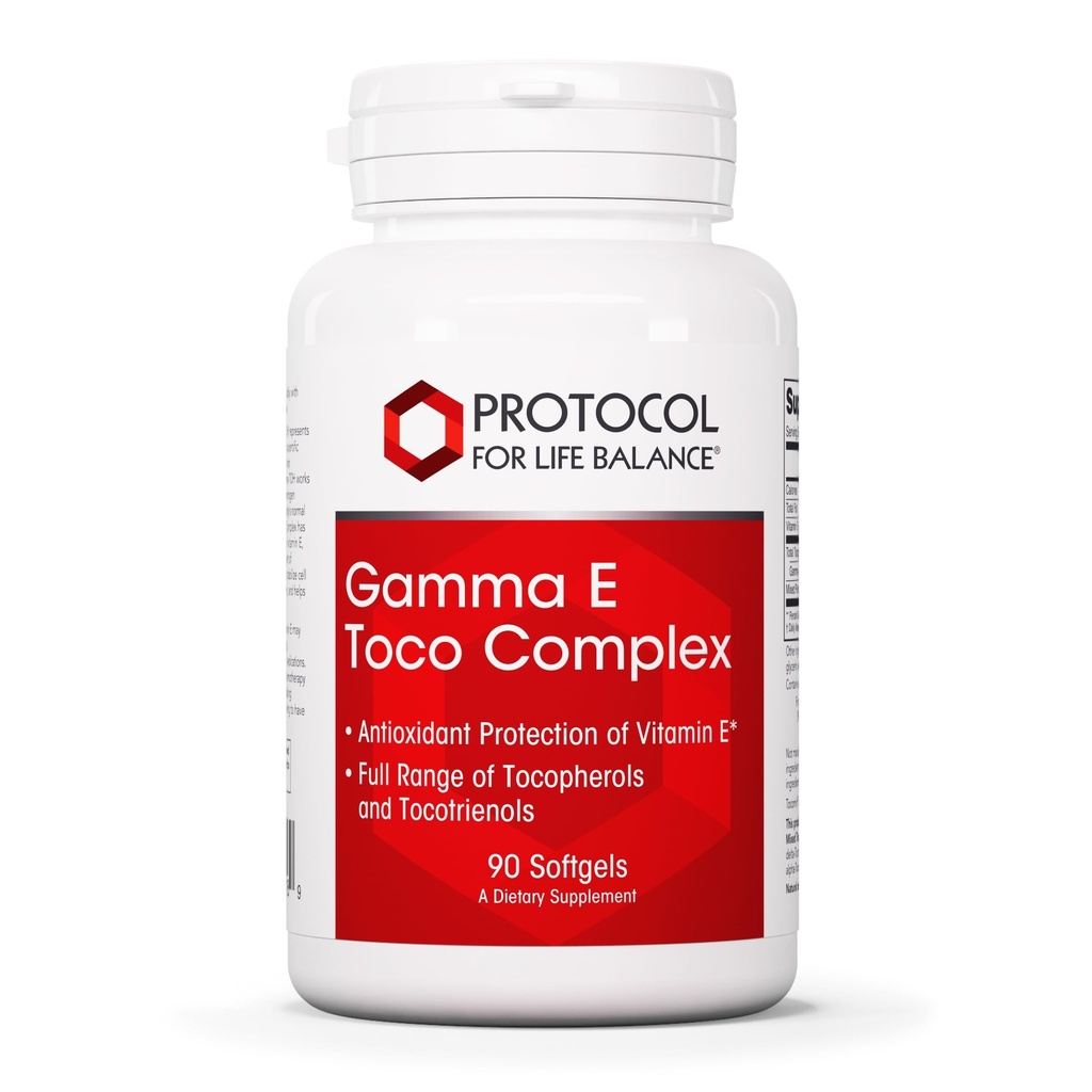 PROTOCOL PENTRU BALANCE LIFE Gamma E Complex toco - Vitamina E 300mg - Suport antioxidant - pentru sanatatea cardiovasculara si sanatatea creierului - cu Tocotrienol - Halal & Dairy Free - 90 Softgels