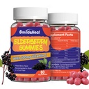 Gume de soc, extract de elderberry 300mg, cu vitamina C și zinc, gume de aromă de căpșuni, non-GOMS, gluten gratuit, Vegan-Friendly, Suport imun, 60 Conte (Pachet de 2)