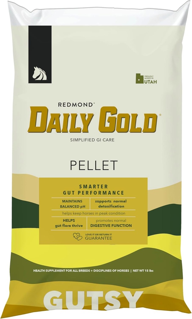 REDMOND Daily Gold Pellets Stress Relief, Clay Natural Vindecare pentru Ulcer Gastric la Cai (15 LB)