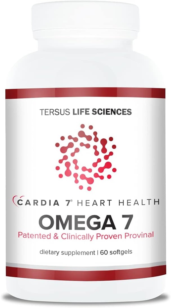 Cardia 7 Heart Health Omega 7 - care conţine Omega purificată provine patentat 7 Acid gras - Fără miros de peşte sau Burp-Back - 60ct Soft Gels